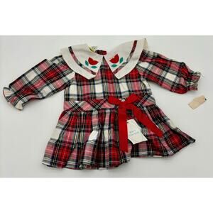 Vintage Girl’s Cotton Plaid Dress 12 Months New With Tags
